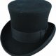 WOOL FELT TOP HAT WITH SATIN LINING 5 1/2" CROWN