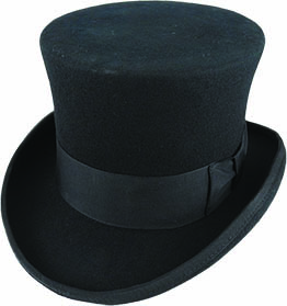 WOOL FELT TOP HAT WITH SATIN LINING 5 1/2" CROWN