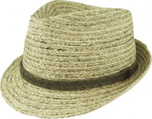 RAFFIA TRILBY w BRAIDED LEATHER BAND