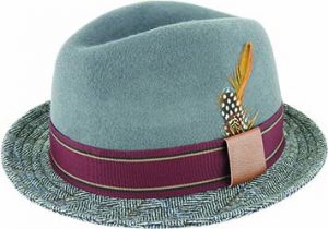 NOAH - WOOL FELT TRILBY w/ TWEED BRIM & FEATHER PACK-12
