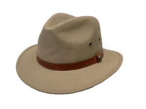 BLOCKED CANVAS HAT W LEATHER BAND