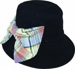 COTTON BUCKET HAT w CHECK SIDE BOW & UNDER