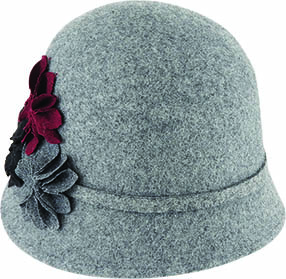 KATHY - WOOL FELT CLOCHE w FLOWER TRIM PACK-12