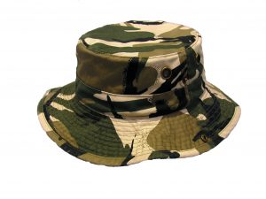 CAMO TWILL BUCKET HAT WITH TIE/