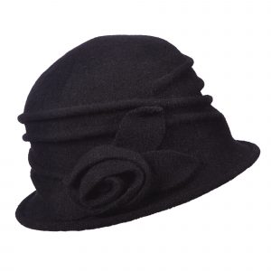 BOILED WOOL CLOCHE WITH ROSETTE - PACK 12