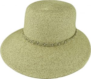 PAPERBRAID CLOCHE w DIMENSIONAL BRIM & CHAIN TRIM
