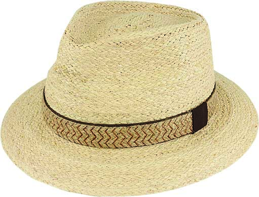 Buy RAFFIA FEDORA w HESSIAN OVERLAY TRIM - Avenel Hats Wholesale