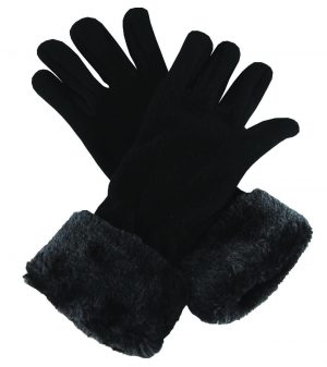 POLAR FLEECE GLOVE W/FAUX FUR CUFF