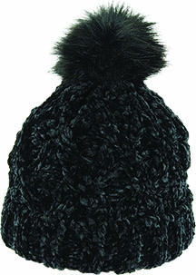 CHENILLE CHUNKY KNIT w/ FAUX FUR POM PACK-12