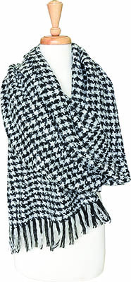 WIDE BRUSHED ACRYLIC HOUNDSTOOTH SCARF/WRAP