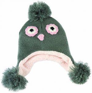 ACRYLIC KNIT PLUSH LINED OWL PULL ON PACK-12