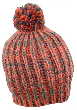 MULTI KNIT BEANIE W POM