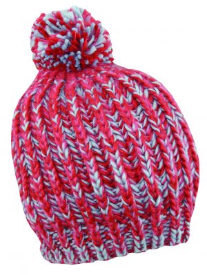 MULTI KNIT BEANIE W POM