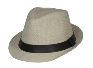 PAPER BRAID TRILBY WITH FAUX LEATHER BAND