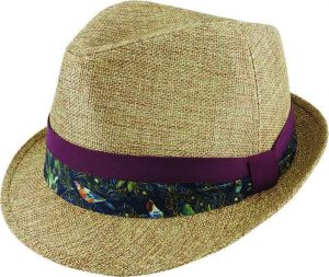POLYESTER TRILBY w/ COTTON BIRD PRINT BAND & PRINT LINING PACK-12
