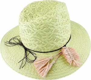 BRAIDED FEDORA w/ WAX CORDS & PAPER FEATHER TRIM