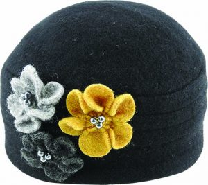 BOILED WOOL FLOWER PULL ON - PACK 12