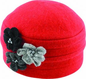 BOILED WOOL FLOWER PULL ON - PACK 12
