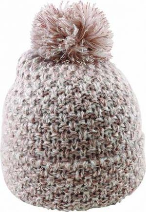 TWO TONE ACRYLIC KNIT BEANIE w POM - PACK 12