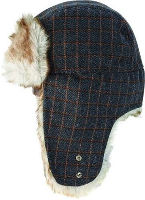 CHECK FLYING CAP WITH FUR LINING