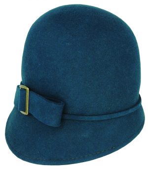 LEXI - WOOL FELT DROP BRIM CLOCHE w BUCKLE