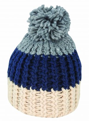 CHUNKY STRIPE ACRYLIC KNIT W/ POM PACK 12