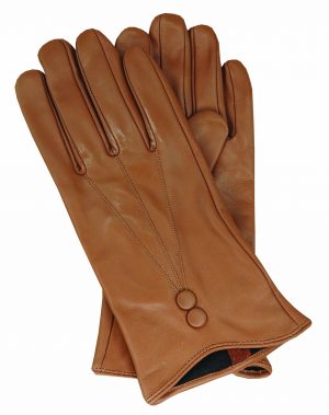 SHEEPSKIN LEATHER GLOVE W/ BUTTON DETAIL