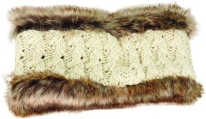 CABLE KNIT HEADBAND W/ FAUX FUR LINING