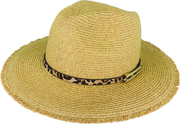 ANIMAL PRINT FRAYED EDGE BRAIDED FEDORA